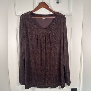 J. Jill Velvet Pleated Front Long Sleeve Blouse Mulberry Stretch Plus Size 3x